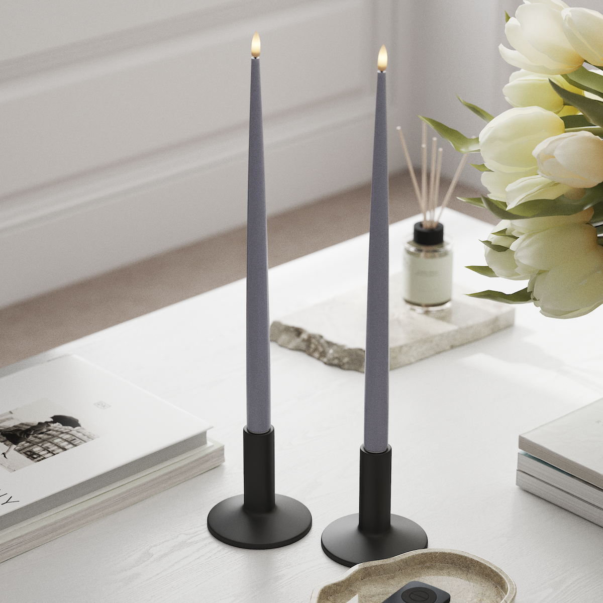 Deluxe Homeart LED sveču gaisma ar Laku, 2 gab 38 cm Tumšzils LED sveces gaisma 1