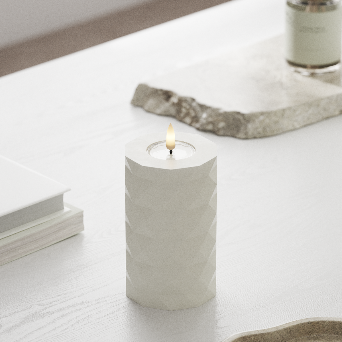 Deluxe Homeart Square LED Blokklys Ø 7,5 x 12,5 cm Hvit LED Square 1