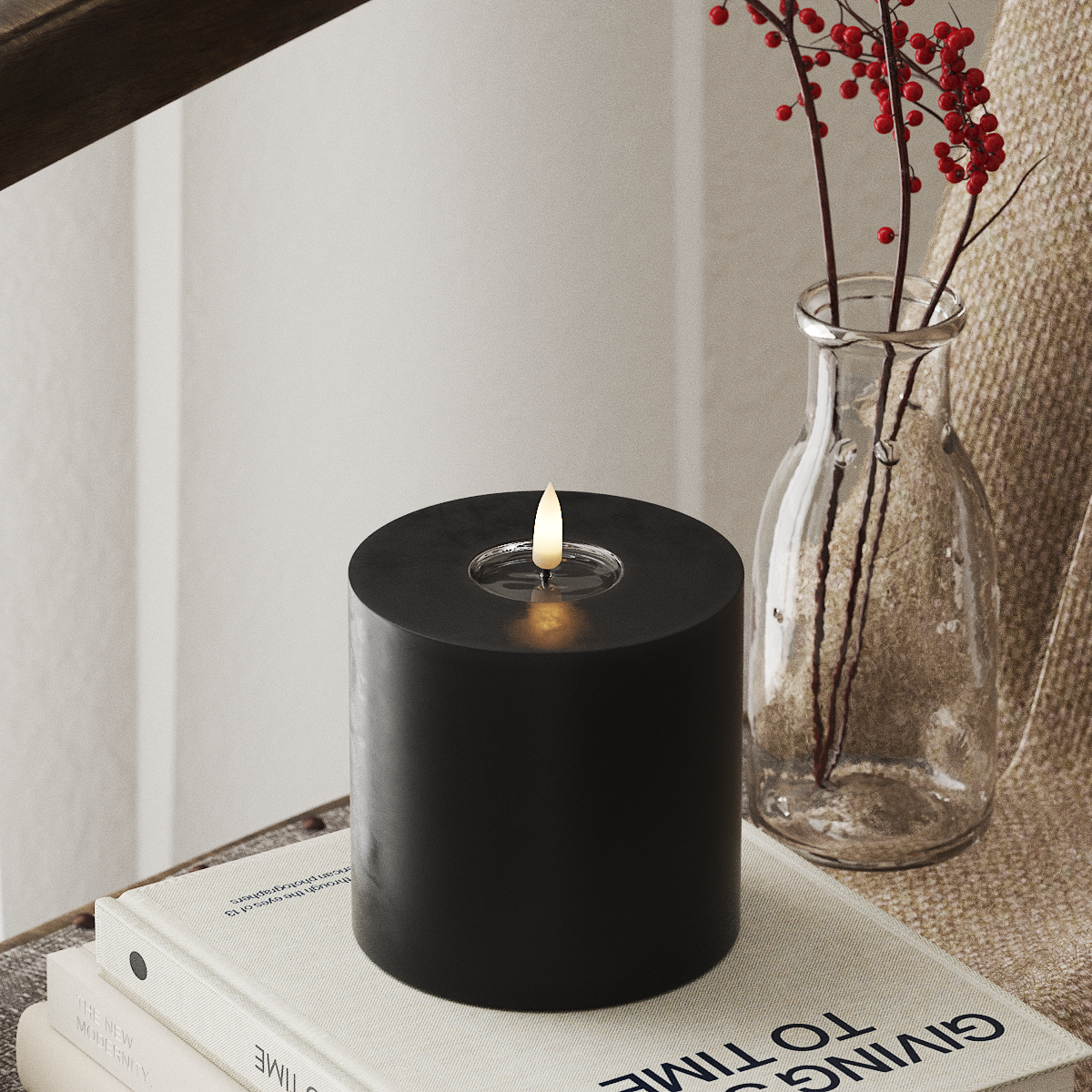 Deluxe Homeart LEDs Vela pilar Ø 10 x 10 cm Preto LEDs Vela pilar 4