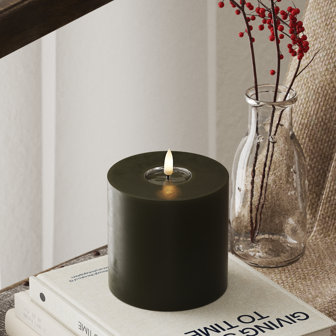 Deluxe Homeart LED Blokklys Ø 10 x 10 cm Mørkegrønn LED blokklys 4