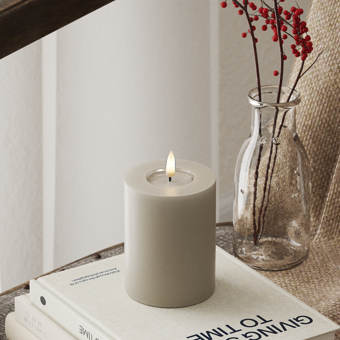 Deluxe Homeart LED Blockljus Ø 7,5 x 10 cm Sand LED Blockljus 4