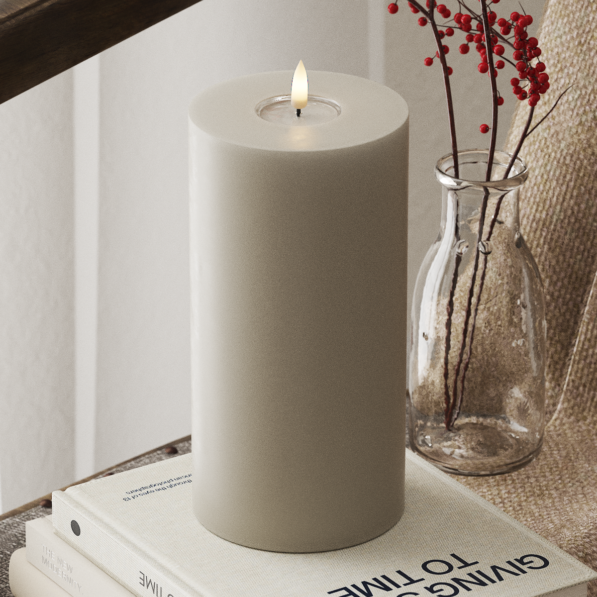 Deluxe Homeart Φωτιστικό μπλοκ LED Ø 10 x 20 cm Άμμος Φως μπλοκ LED 4