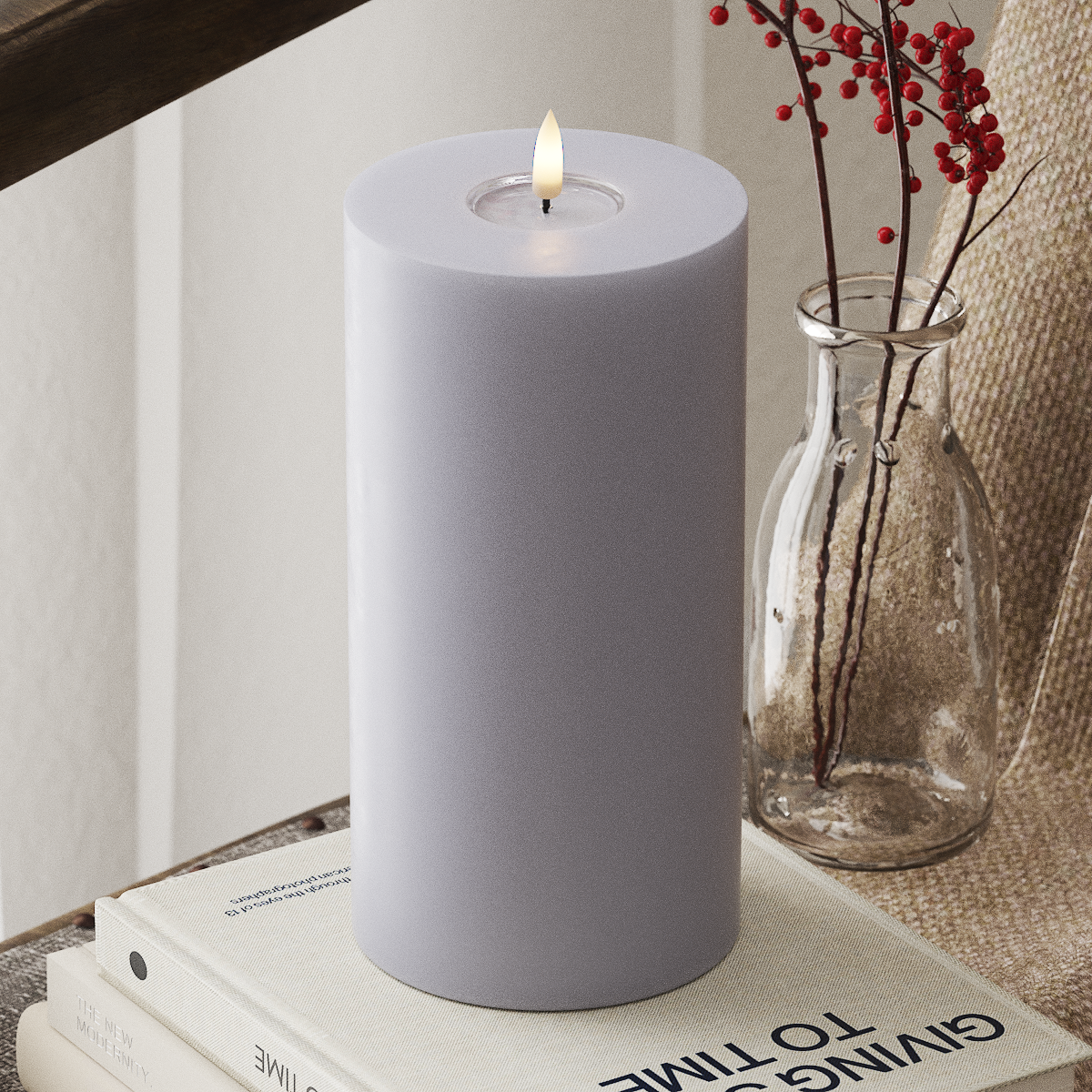 Deluxe Homeart LEDs Vela pilar Ø 10 x 20 cm Azul empoeirado LEDs Vela pilar 4