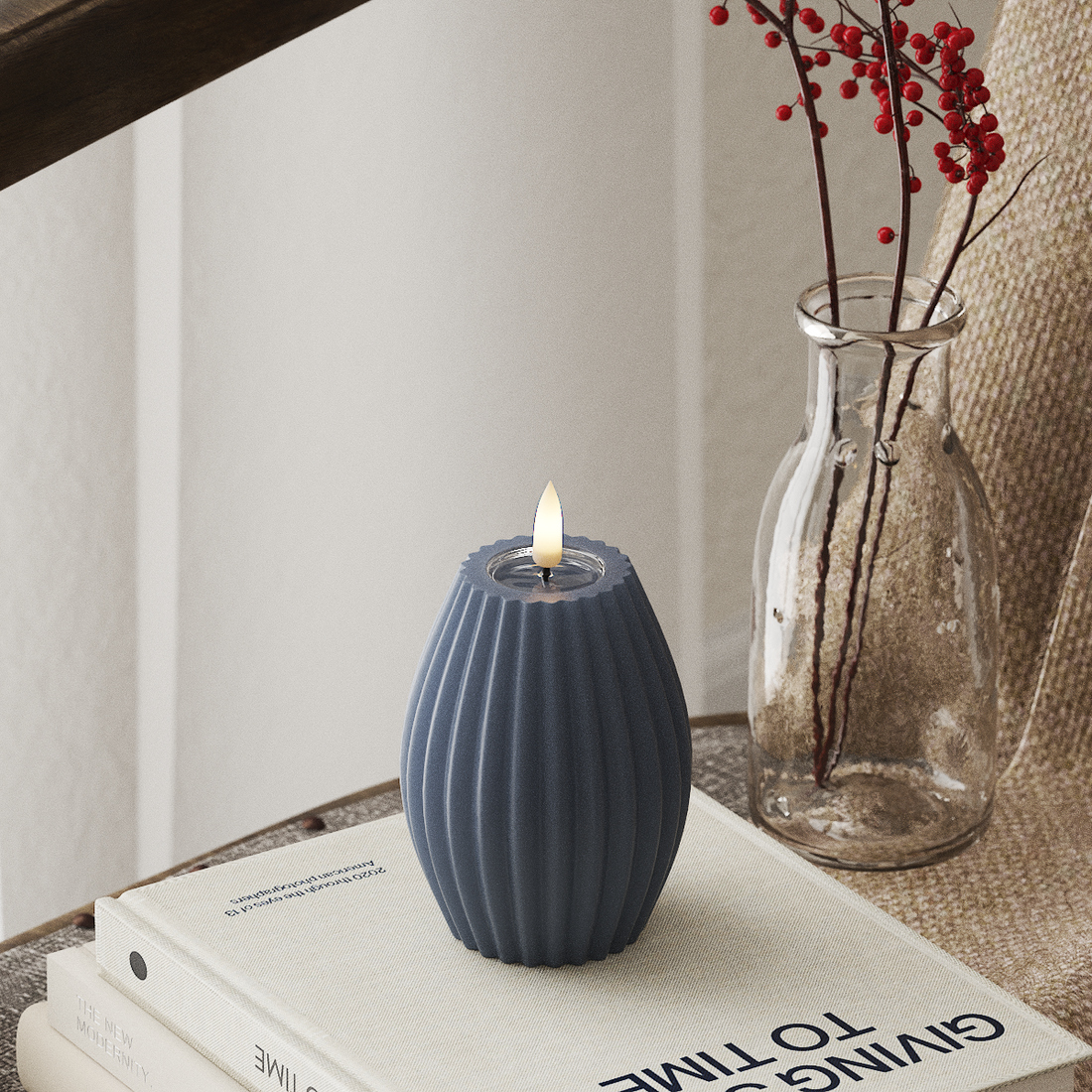 Deluxe Homeart LED Rillelys D 7,5 x H 10 cm Isblå LED rillelys 4