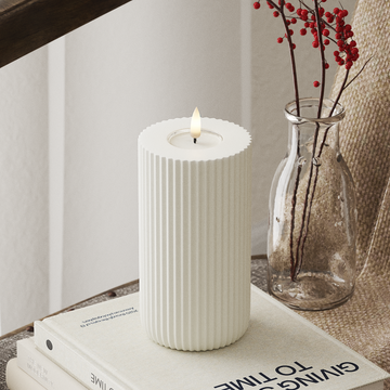 Deluxe Homeart Solid Stripe LEDs Vela pilar Ø 8 X 15 Cm Branco Forma LED 4