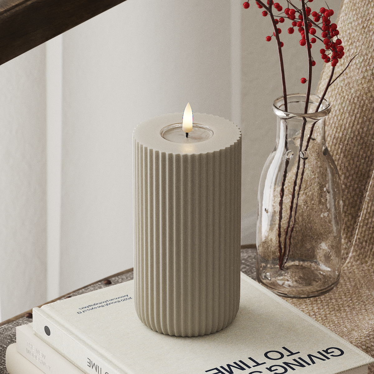 Deluxe Homeart Solid Stripe LED Blokklys Ø 8 X 15 Cm Sand LED Form 4