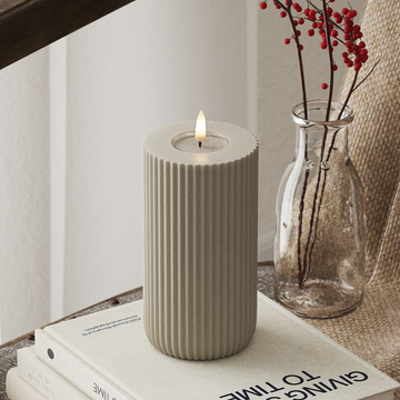 Deluxe Homeart Solid Stripe LED Blokklys Ø 8 X 15 Cm Sand LED Form 4