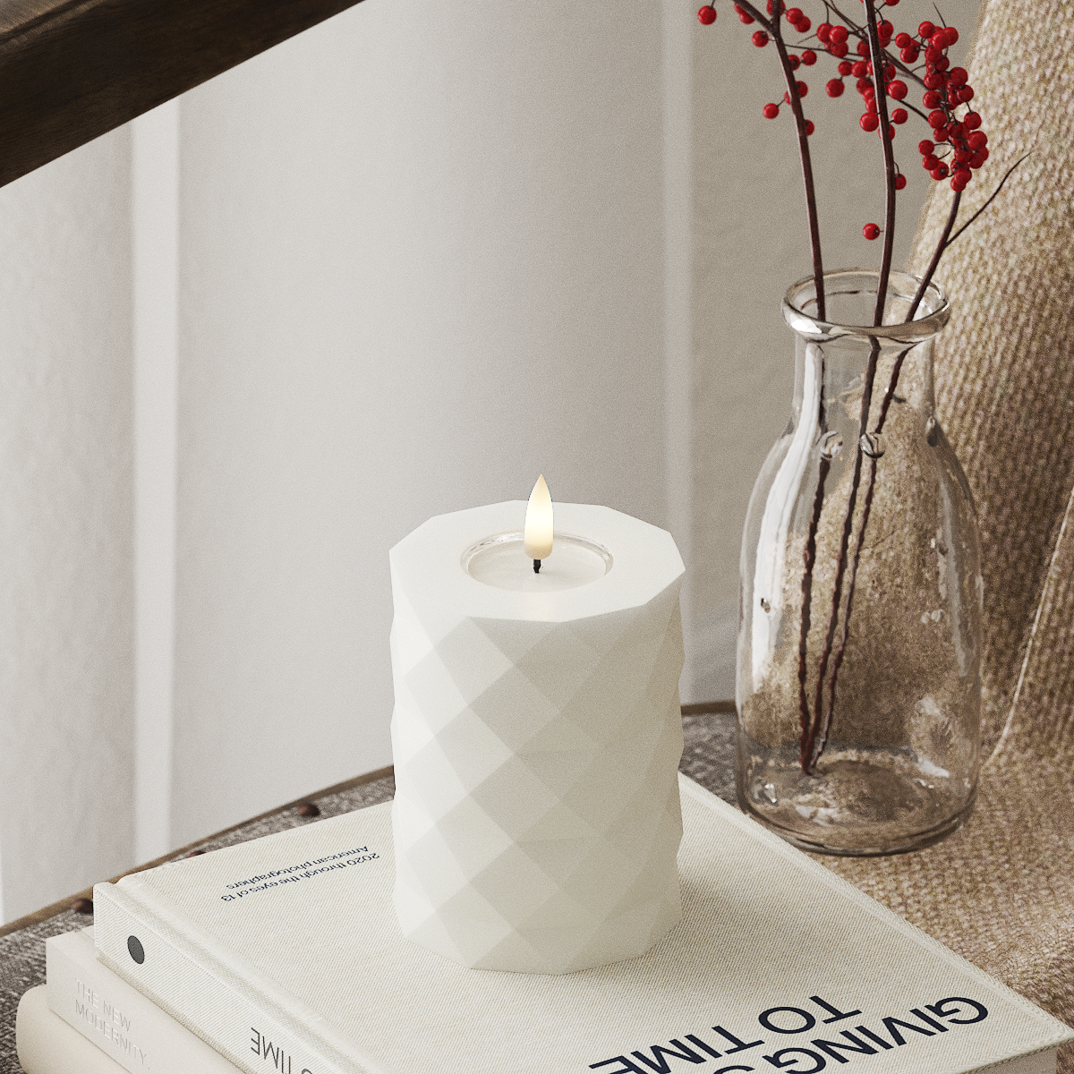 Deluxe Homeart Square LEDs Vela pilar Ø 7,5 x 10 cm Branco LEDs Square 4