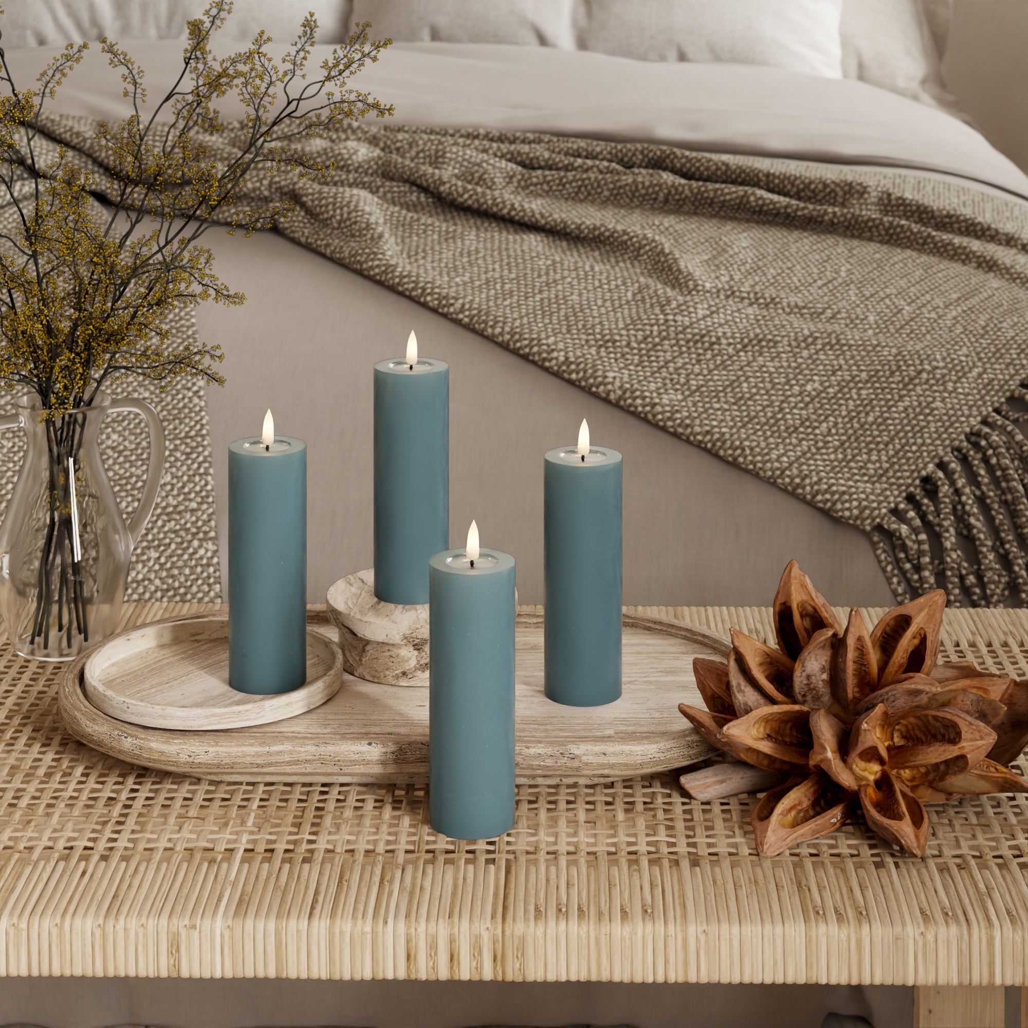 LED -plokktuled Ø 5 x 15 cm Jaaderoheline + 4 tk