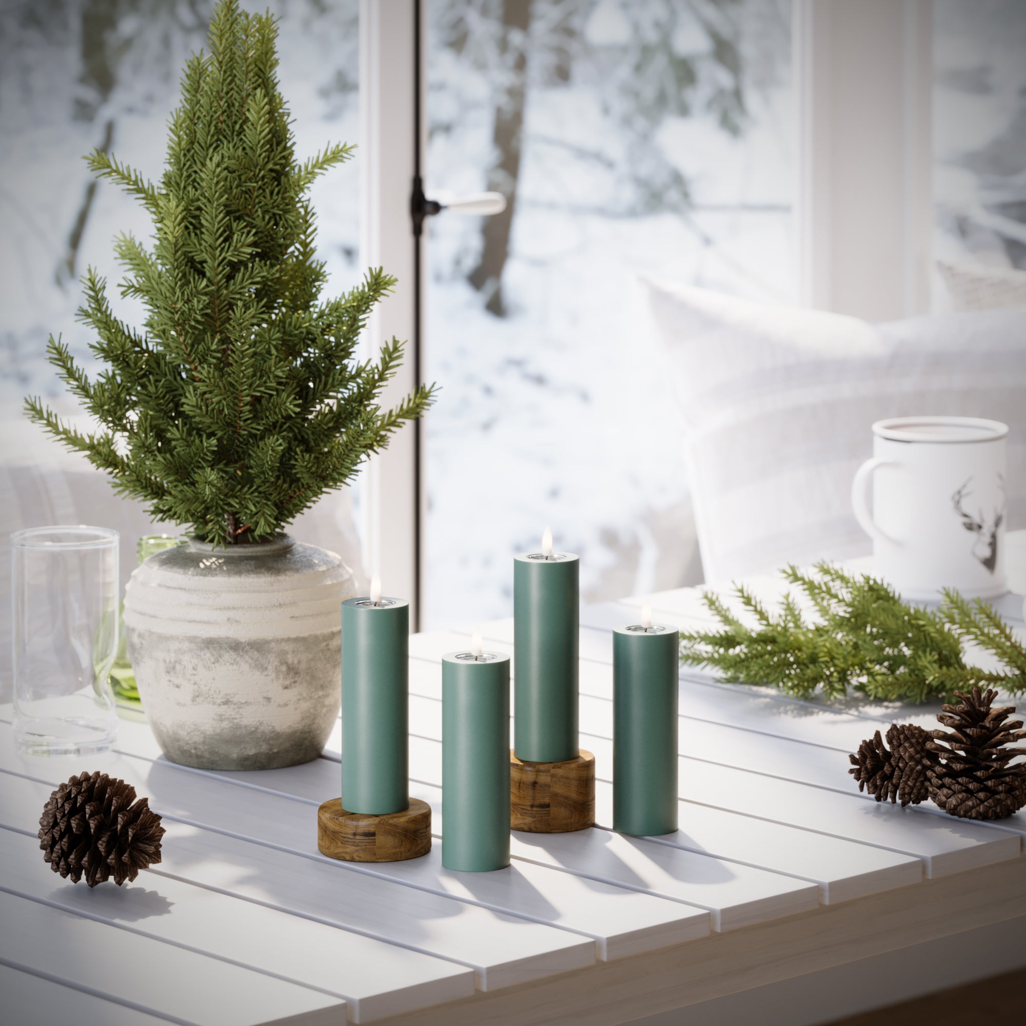 LED -plokktuled Ø 5 x 15 cm Jaaderoheline + 4 tk