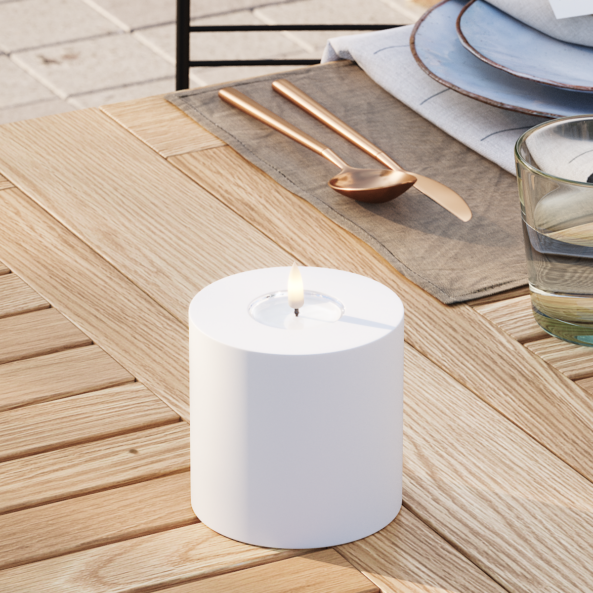 Deluxe Homeart Udendørs LED Bloklys Ø 10 x 10 cm Hvid LED udendørslys bloklys 3