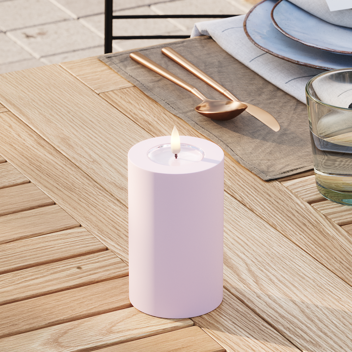 Deluxe Homeart Āra LED bloka gaisma Ø 7,5 x 12,5 cm Tumšsarkans LED āra gaismas bloka gaisma 3