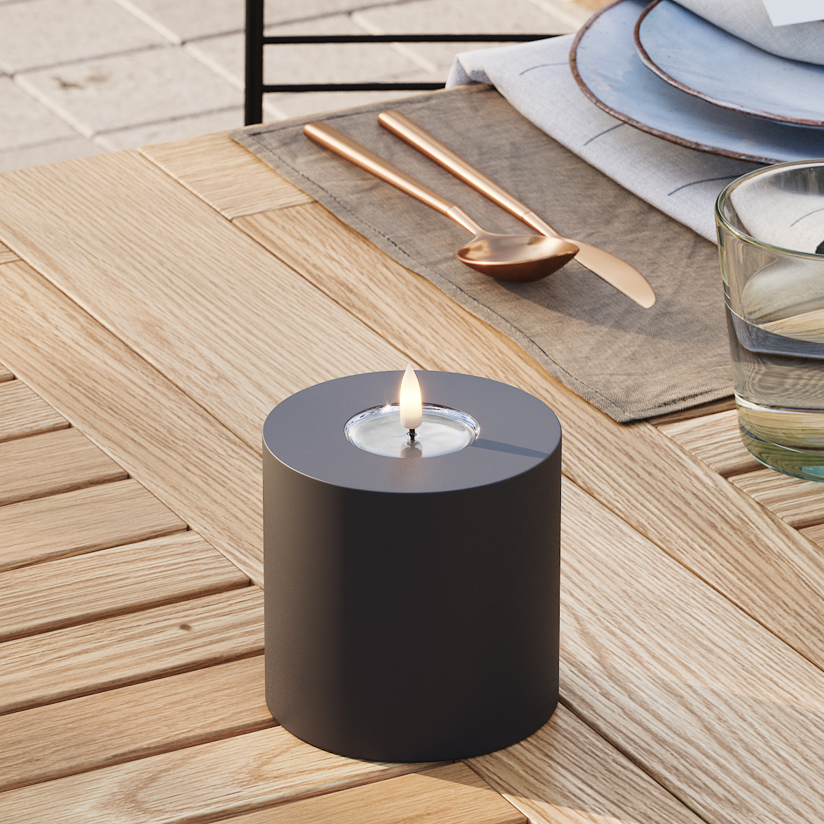 Deluxe Homeart Φωτιστικό μπλοκ LED εξωτερικού χώρου Ø 10 x 10 cm Μαύρο Φως μπλοκ εξωτερικού φωτός LED 3