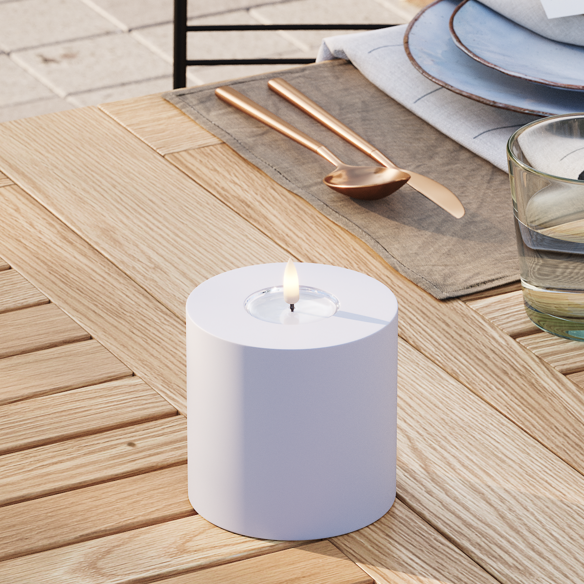 Deluxe Homeart Φωτιστικό μπλοκ LED εξωτερικού χώρου Ø 10 x 10 cm Ξεθωριασμένο μπλε Φως μπλοκ εξωτερικού φωτός LED 3