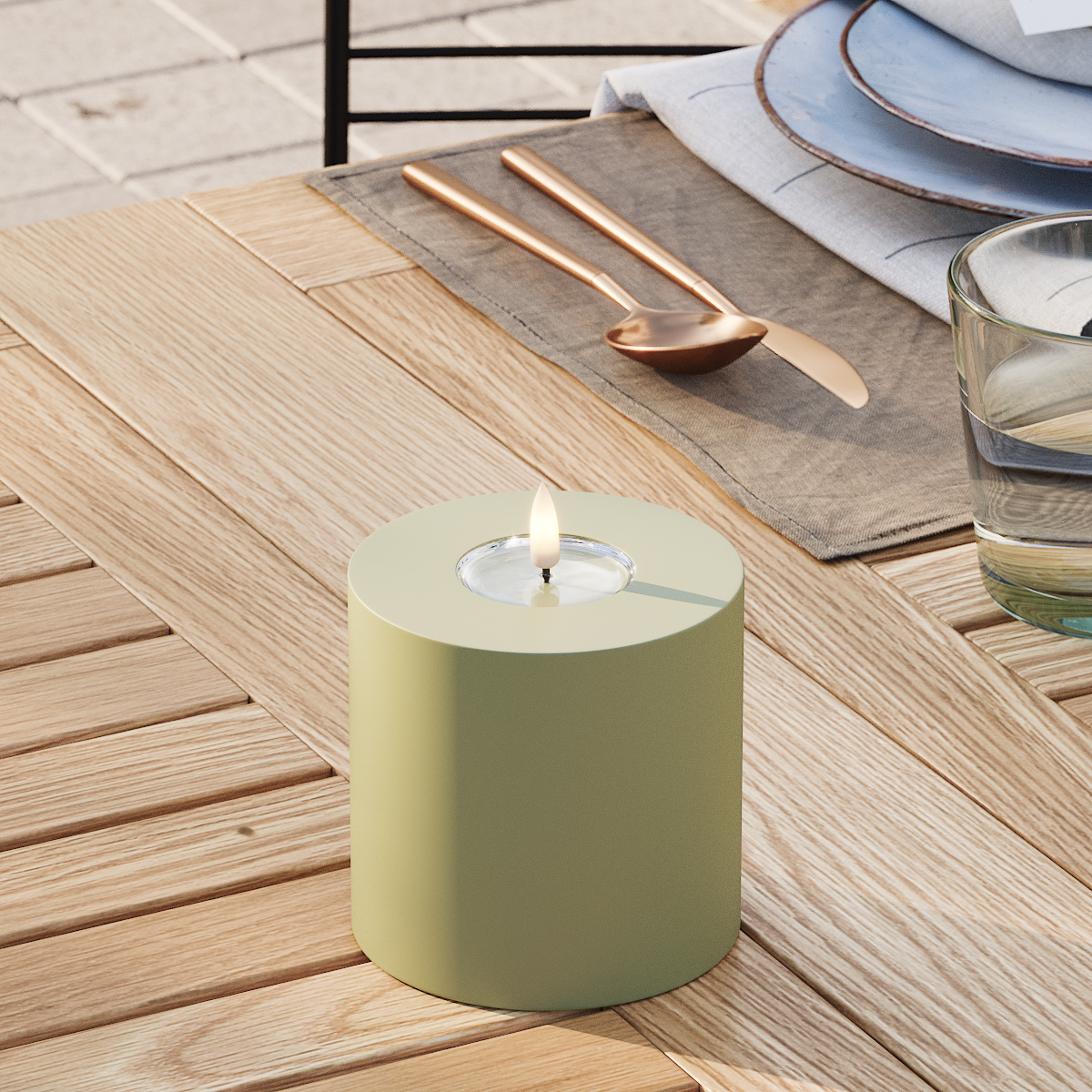 Deluxe Homeart Φωτιστικό μπλοκ LED εξωτερικού χώρου Ø 10 x 10 cm Ελαιόχρωμο Φως μπλοκ εξωτερικού φωτός LED 3