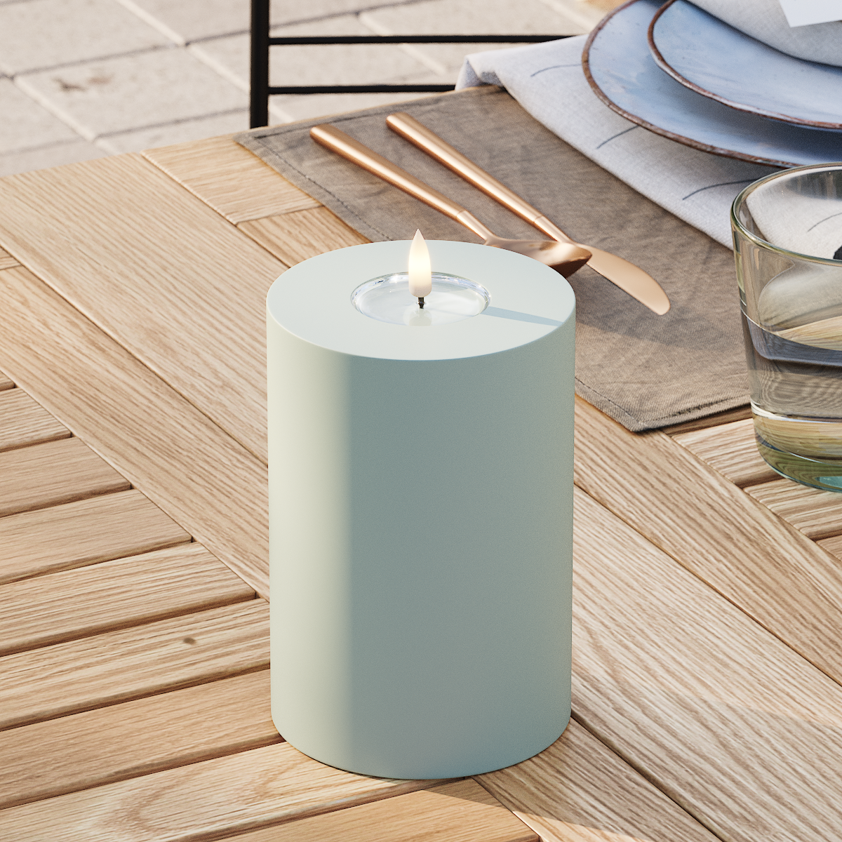 Deluxe Homeart Āra LED bloka gaisma Ø 10 x 15 cm Salvijas zaļa LED āra gaismas bloka gaisma 3