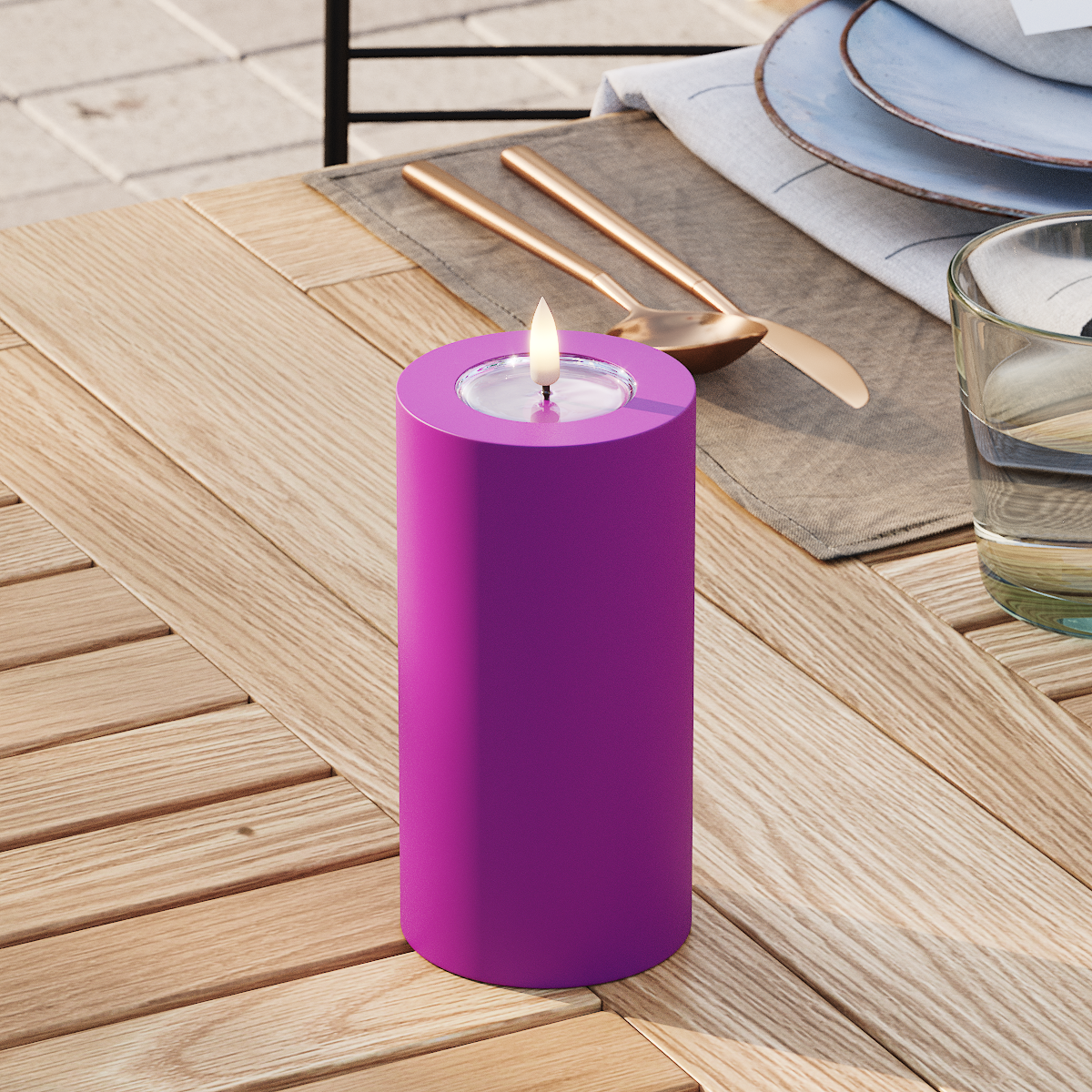 Deluxe Homeart Utomhus LED Blockljus Ø 7,5 x 15 cm Violet LED utomhusljus Blockljus 3