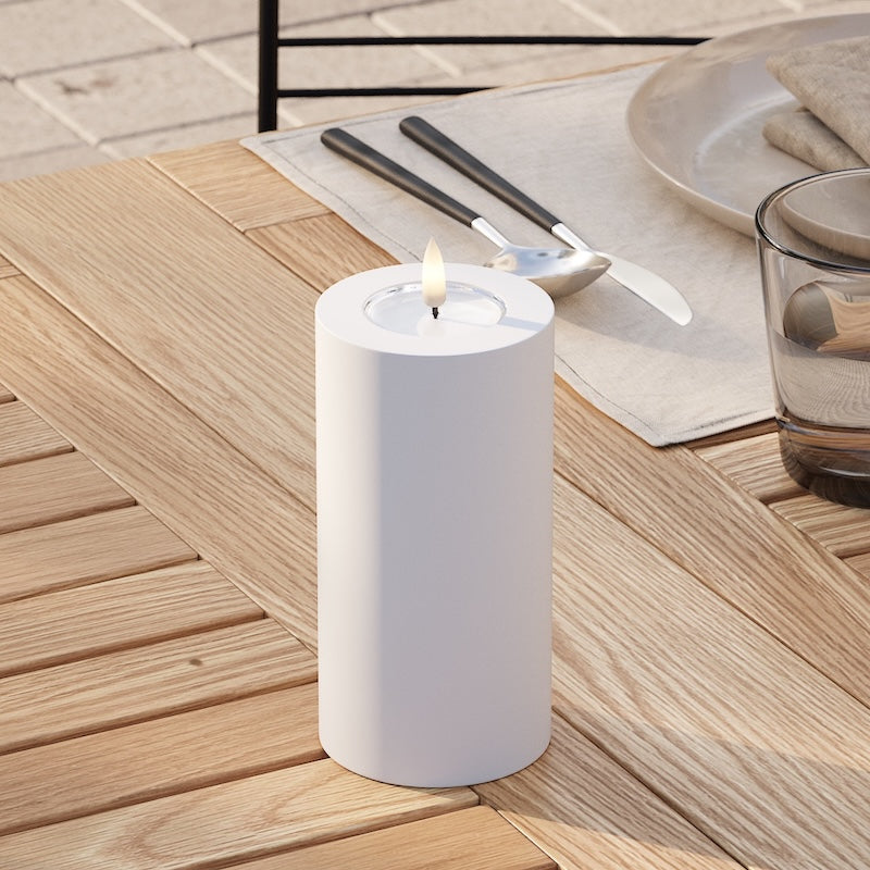 Deluxe Homeart Utendørs LED Blokklys Ø 7,5 x 15 cm Hvit