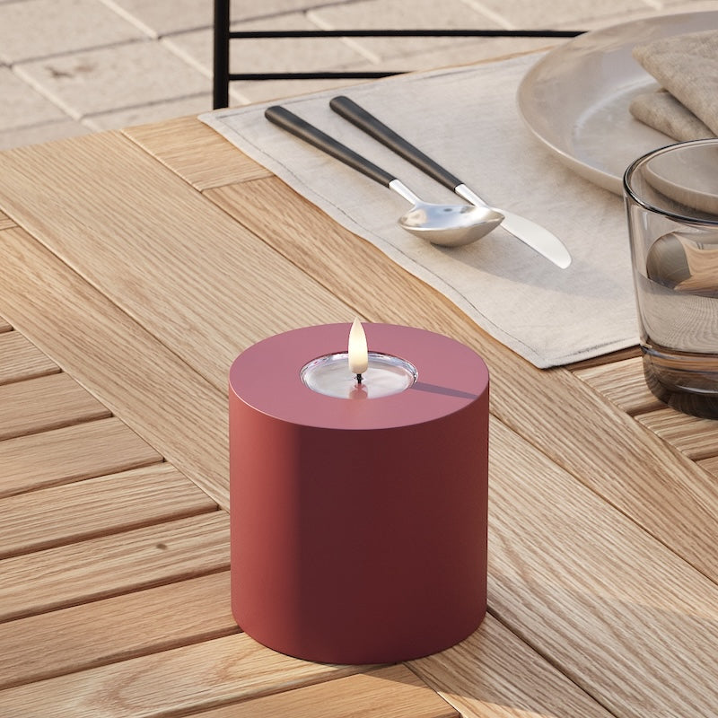 Deluxe Homeart Utomhus LED Blockljus Ø 10 x 10 cm Bordeaux