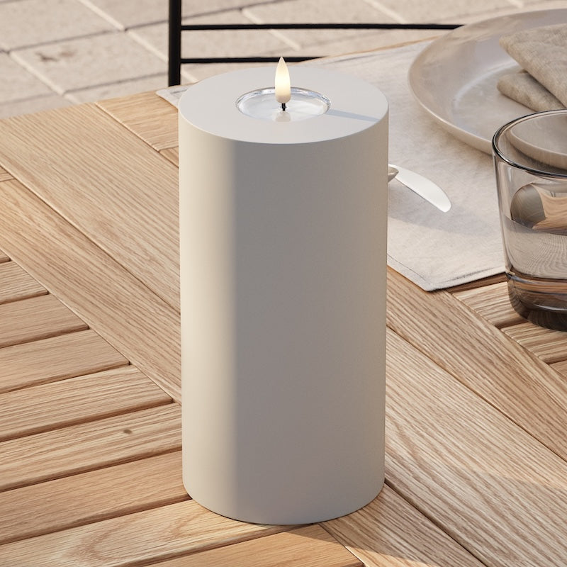 Deluxe Homeart Udendørs LED Bloklys Ø 10 x 20 cm Sand LED udendørslys bloklys 2