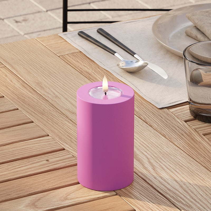 Deluxe Homeart Utomhus LED Blockljus Ø 7,5 x 12,5 cm Magenta