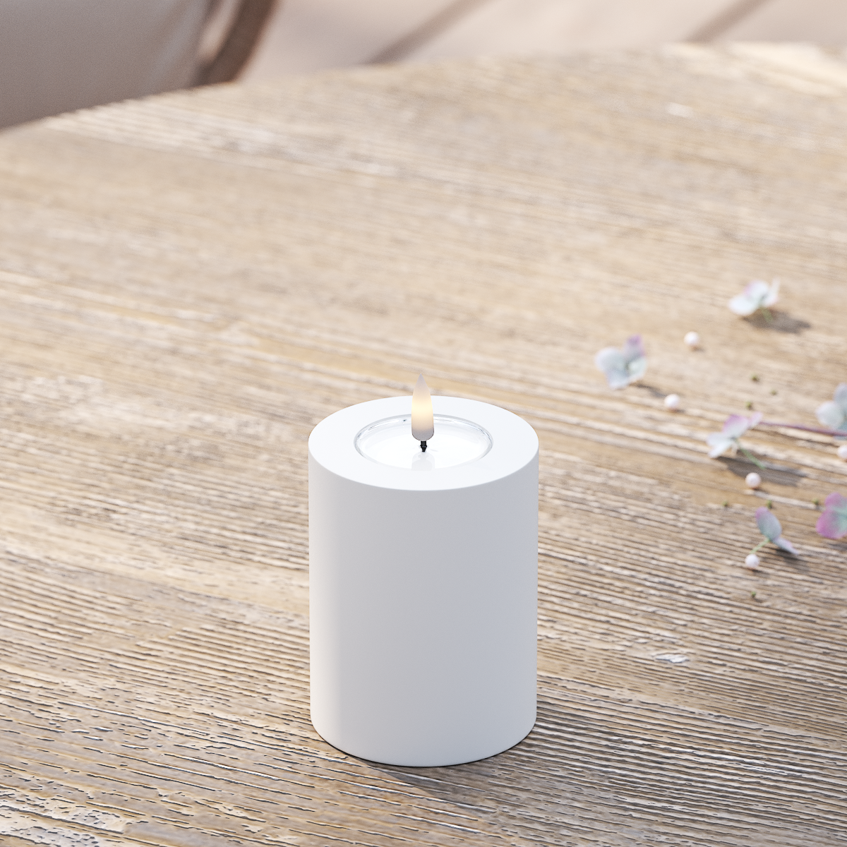 Deluxe Homeart Utendørs LED Blokklys Ø 7,5 x 10 cm Hvit LED utendørs lysblokklys 2