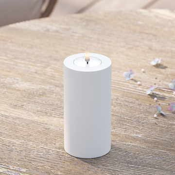 Deluxe Homeart Utendørs LED Blokklys Ø 7,5 x 15 cm Hvit LED utendørs lysblokklys 2