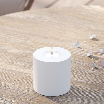 Deluxe Homeart Udendørs LED Bloklys Ø 10 x 10 cm Hvid LED udendørslys bloklys 2