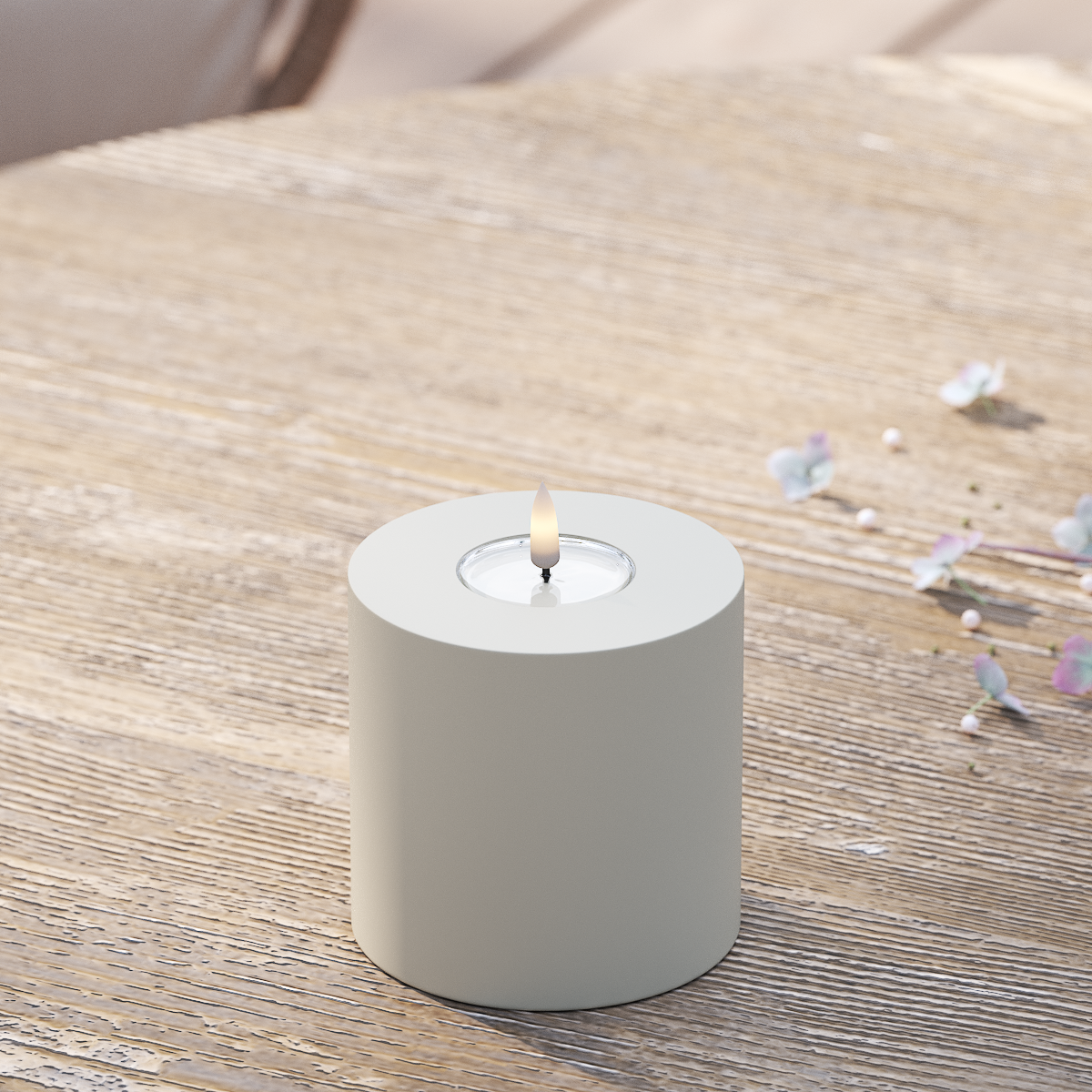 Deluxe Homeart Utendørs LED Blokklys Ø 10 x 10 cm Sand LED utendørs lysblokklys 2