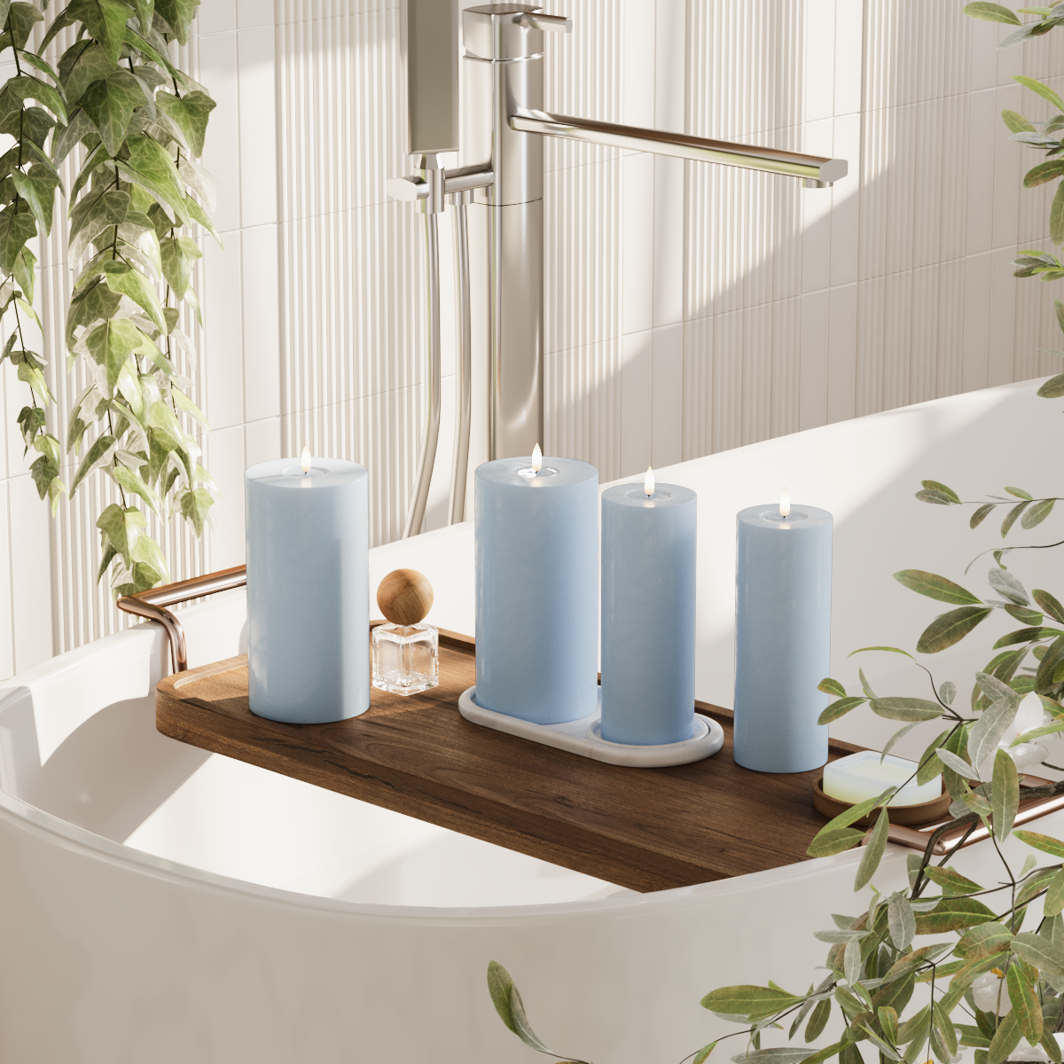 Deluxe Homeart LED bloku gaismas pakete - Ledus zils - 2x 7,5x20 | 2x 10x20 cm iepakojums 2