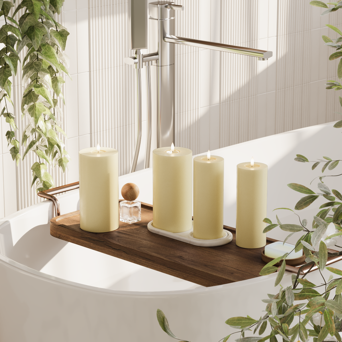 Deluxe Homeart LED Blockljus paket - Ljusgul - 2x 7,5 x 20 | 2x 10 x 20 cm förpackning 2