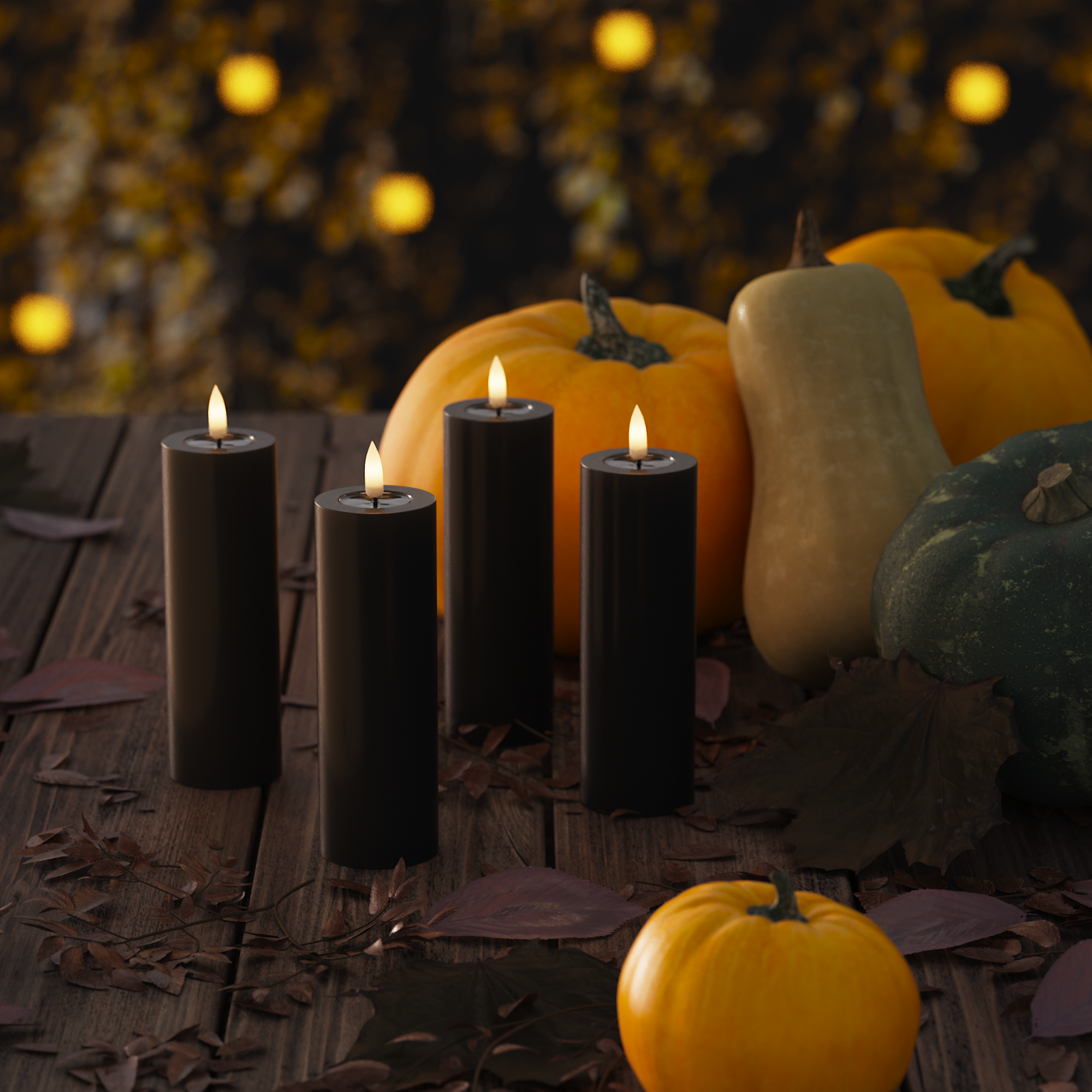LIDERADO Vela pilar Ø 5 x 15 cm Preto - 4 pcs