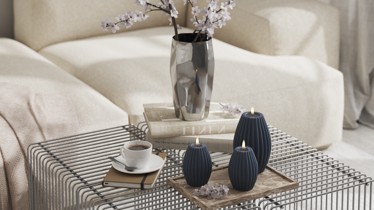 LED de vida real Vela canelada Com design wetlook ™