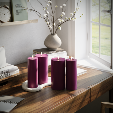 Deluxe Homeart LED Blockljus paket - Violet - 2x 7,5 x 20 | 2x 10 x 20 cm förpackning 1
