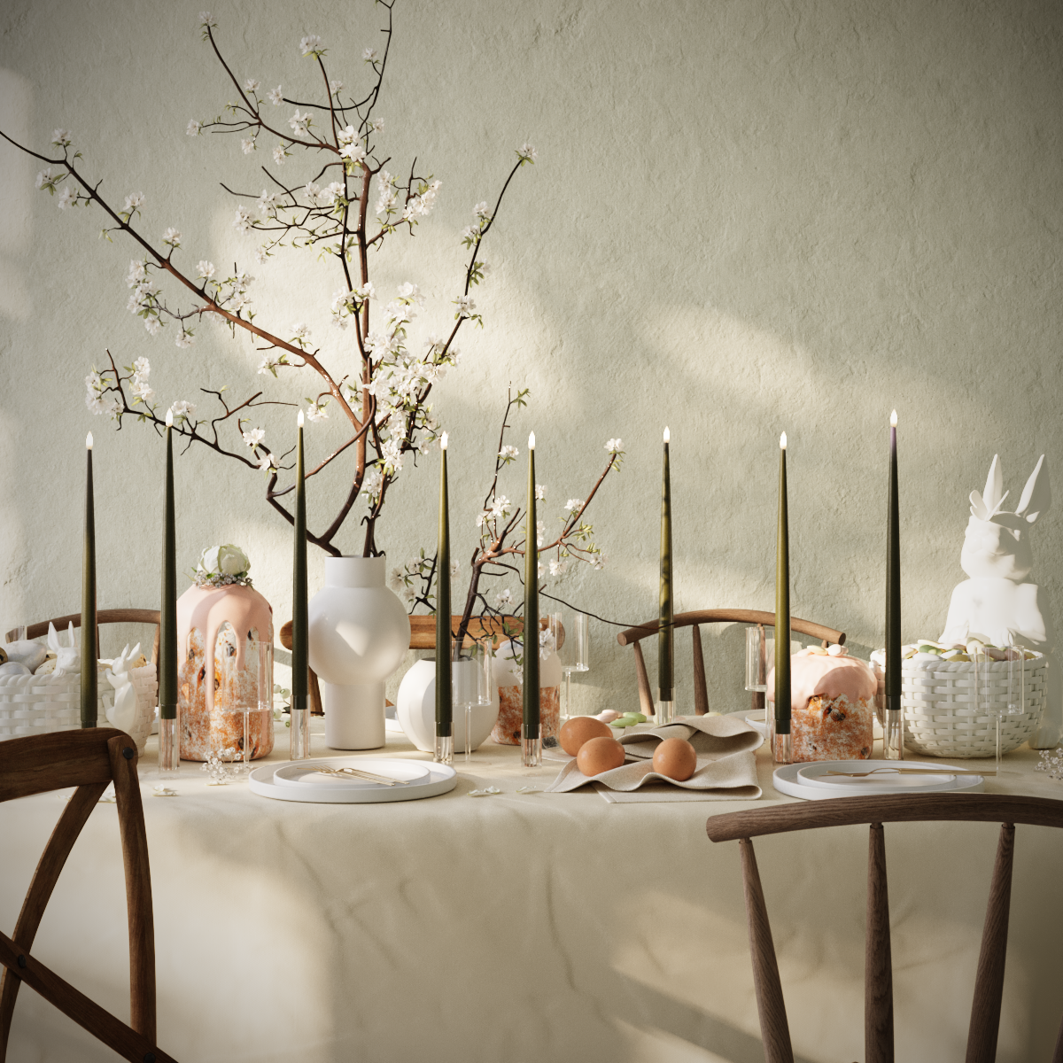 Deluxe Homeart LED sveču gaismas komplekts - Tumši zaļa - 8 gab 38 cm sveces iepakojumā 1