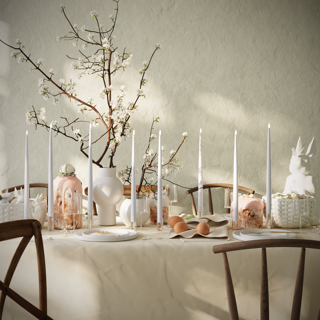 Deluxe Homeart LED Kertelys pakke - Støvet blå - 8 stk 38 cm kertelys pakke 1