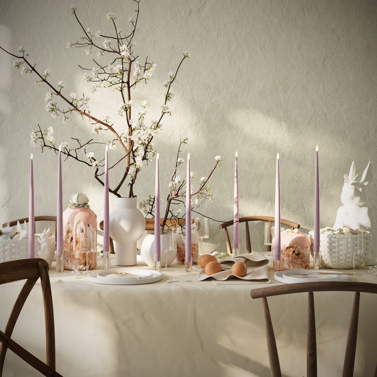 Deluxe Homeart LED sveču gaismas komplekts - Gaiši violets - 8 gab 38 cm sveces iepakojumā 1