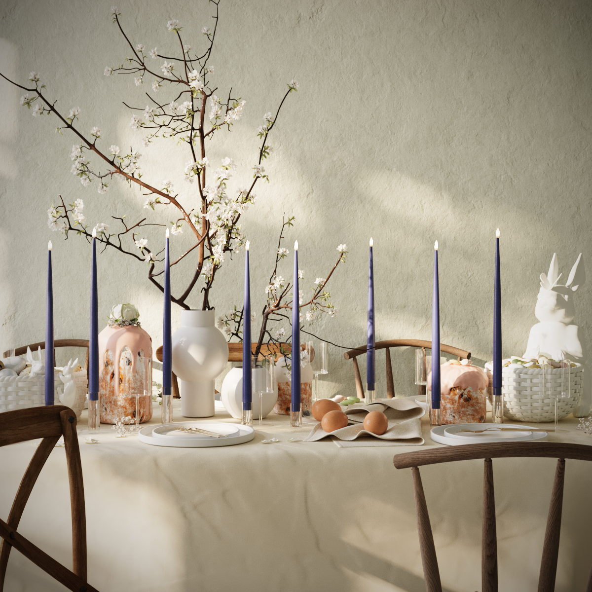 Deluxe Homeart LED sveču gaismas komplekts - Karaliski zils - 8 gab 38 cm sveces iepakojumā 1