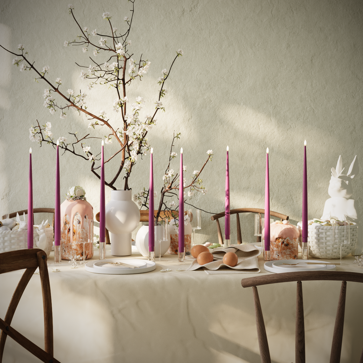 Deluxe Homeart LED Ljus Med Lack paket - Violet - 8 stycken 38 cm Ljus Med Lack paket 1