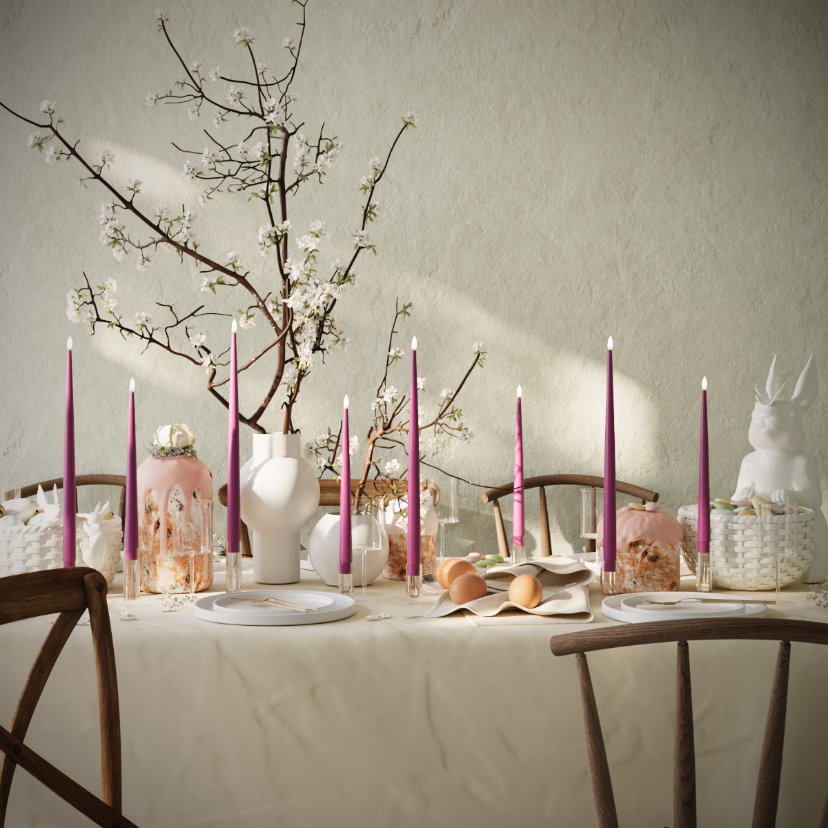 Deluxe Homeart LED sveču gaismas komplekts - Violeta - 4 gabali 38 cm | 4 gab. 28 cm iepakojums 1