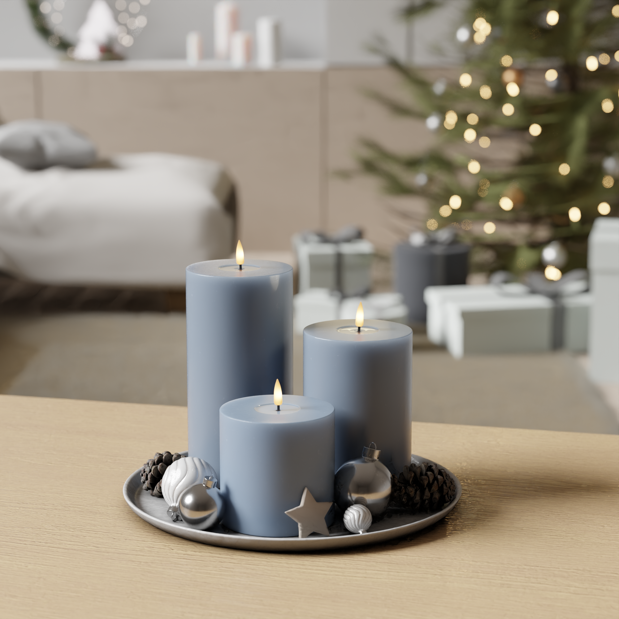 Deluxe Homeart Azul gelo Vela pilar pacote 10 x 10, 15, 20 1