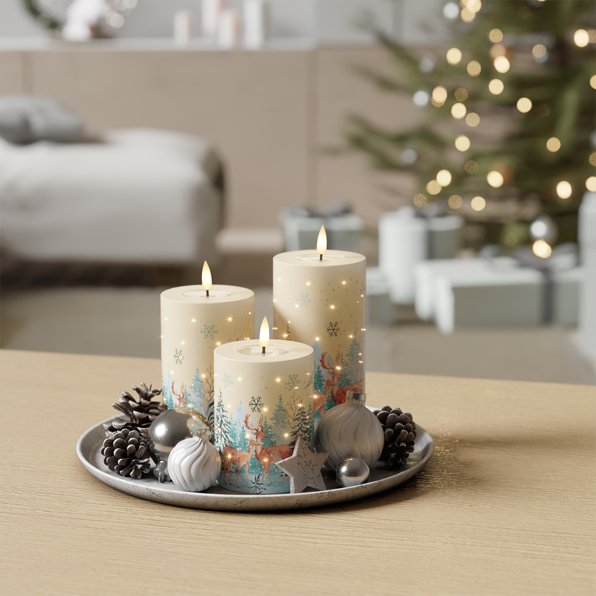 Deluxe Homeart Caixa de presente para velas de cera LED com motivo de Natal Natal 1