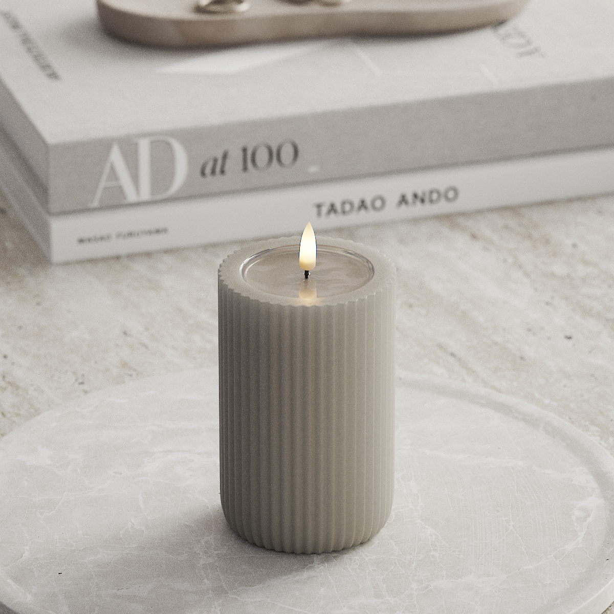 Deluxe Homeart Unique LED rievu gaisma D 8 x 12,5 cm Smilšu krāsa unique rievas gaisma 1