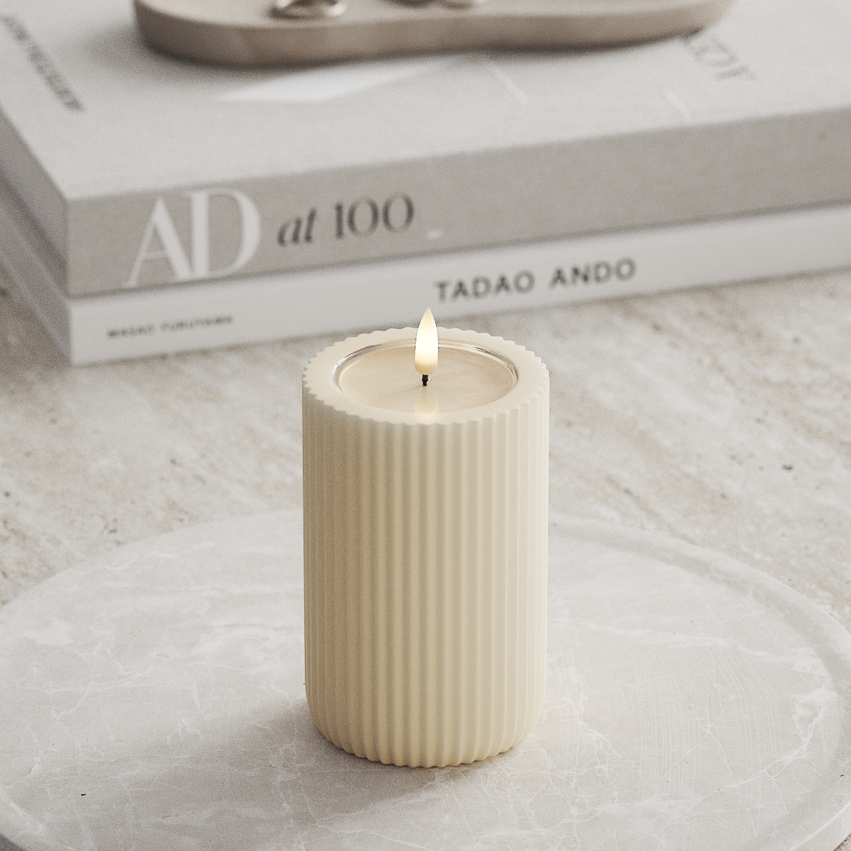 Deluxe Homeart Unique LED Rilleljus D 8 x 12,5 cm Kräm unique Rilleljus 1